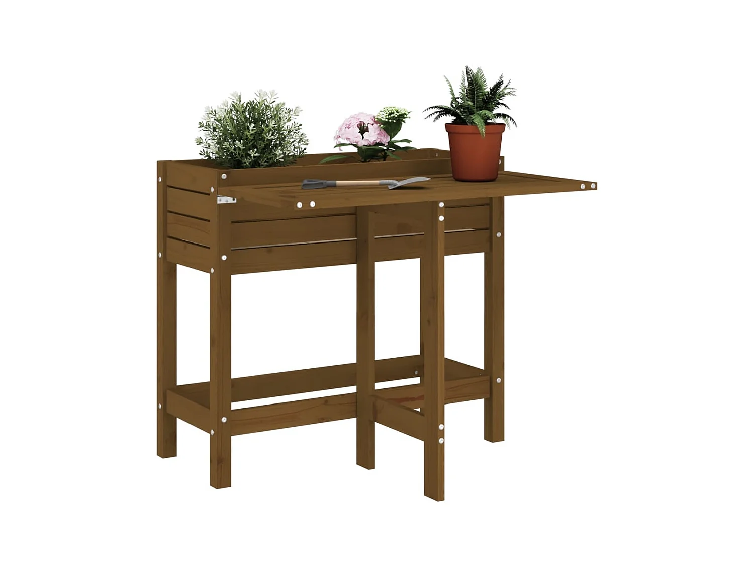 Jardinière de jardin avec dessus pliable brun miel pin massif FR51017