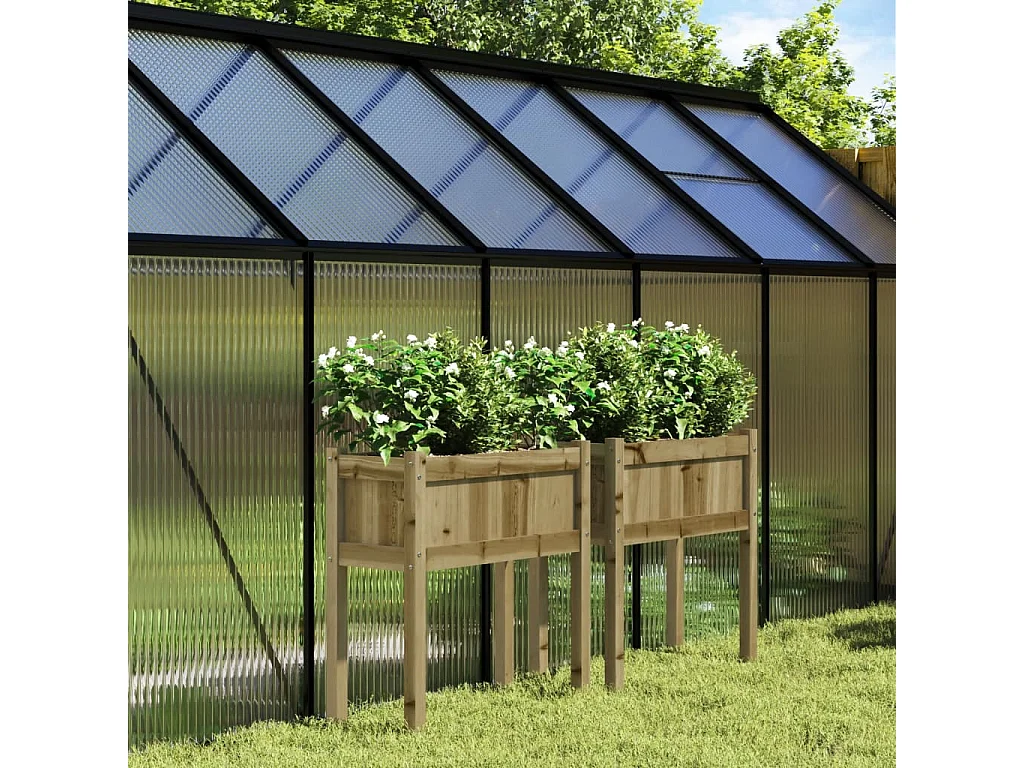 Jardinières 2 pcs avec pieds bois de pin imprégné FR62648