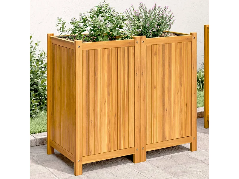 Jardinière avec doublure 84x42x75 cm bois massif d'acacia FR16543
