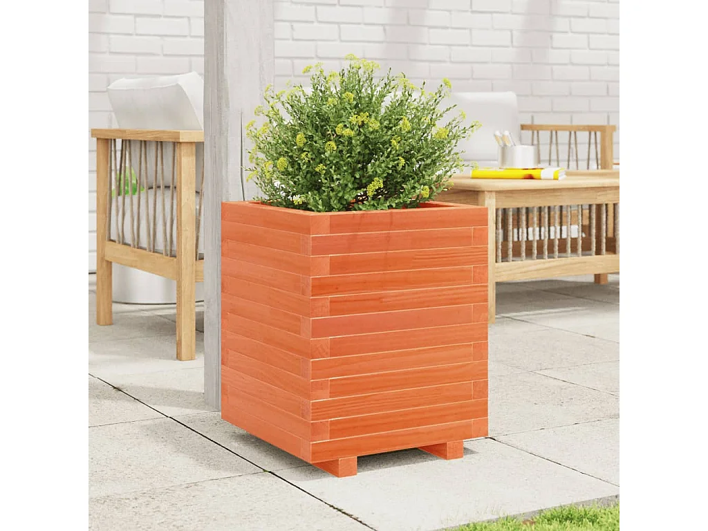 Plantenbak 40x40x49,5 cm massief grenenhout wasbruin BE958473
