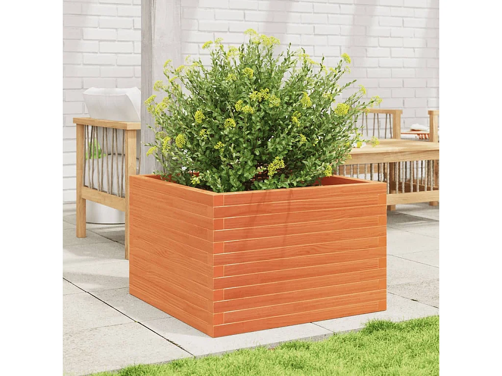 Jardinière cire marron 70x70x46 cm bois de pin massif FR75648