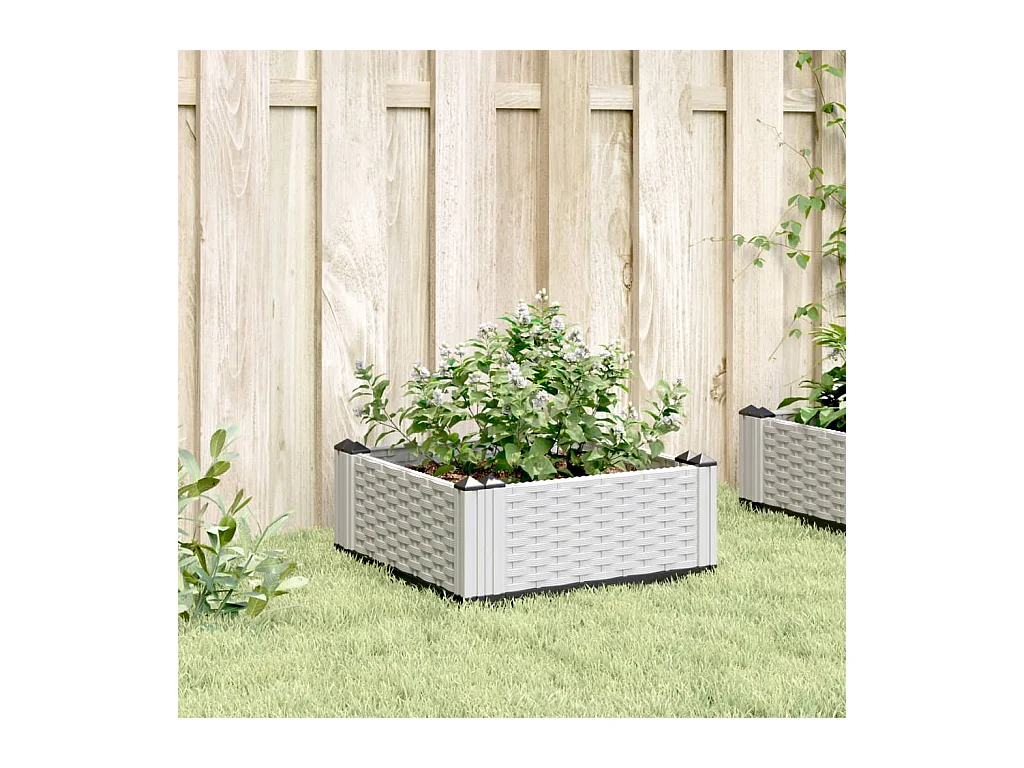 Jardinière avec piquets blanc 42,5x42,5x28,5 cm PP FR26815