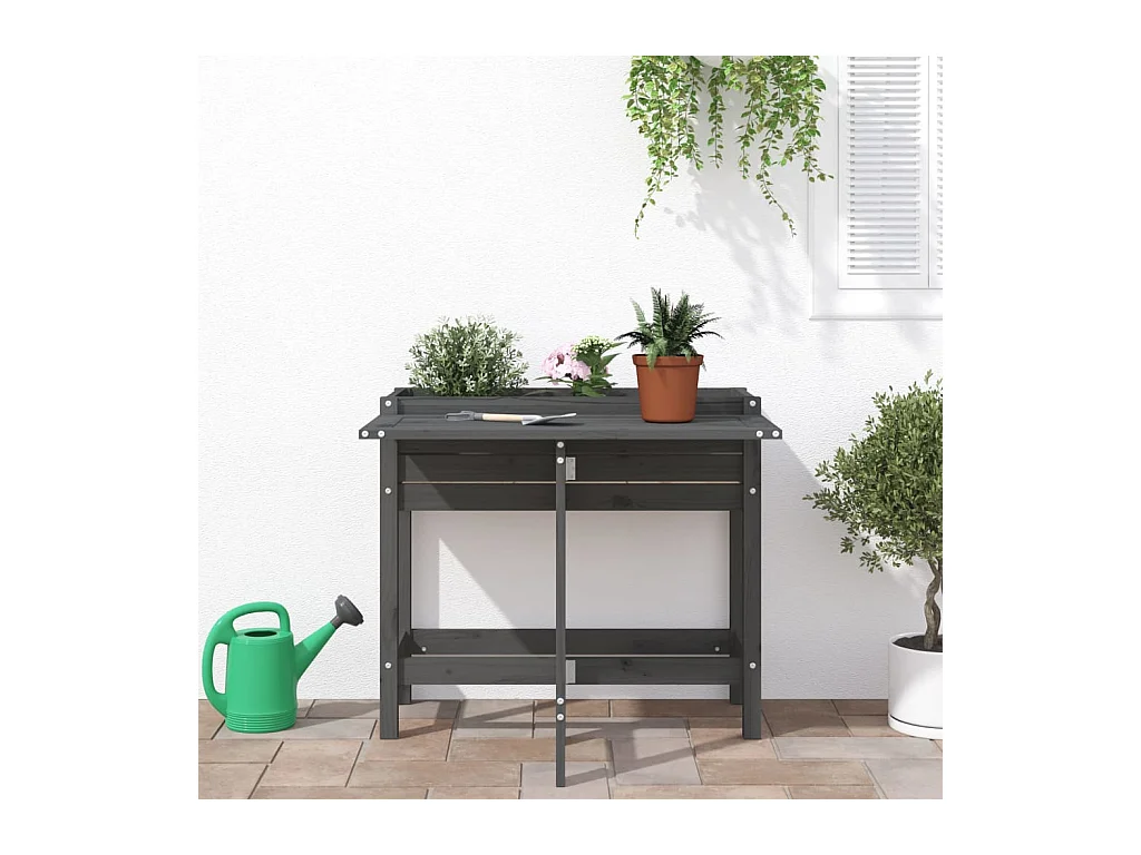 Jardinière de jardin avec dessus pliable gris bois pin massif FR90782