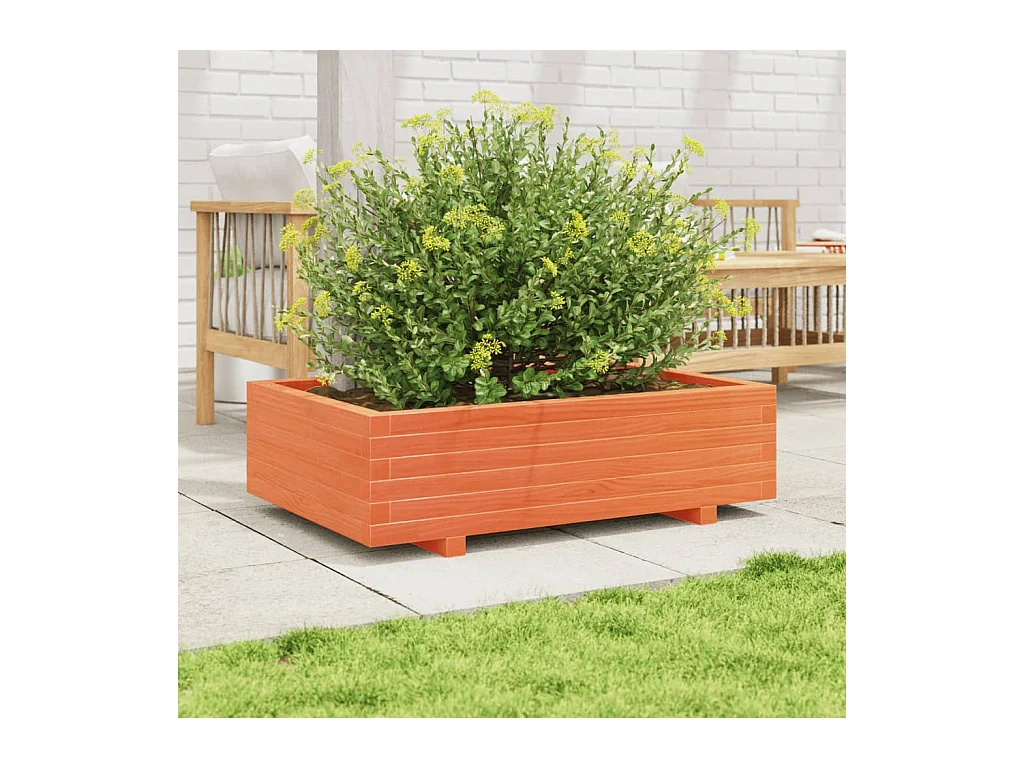Jardinière cire marron 90x60x26,5 cm bois de pin massif FR52016
