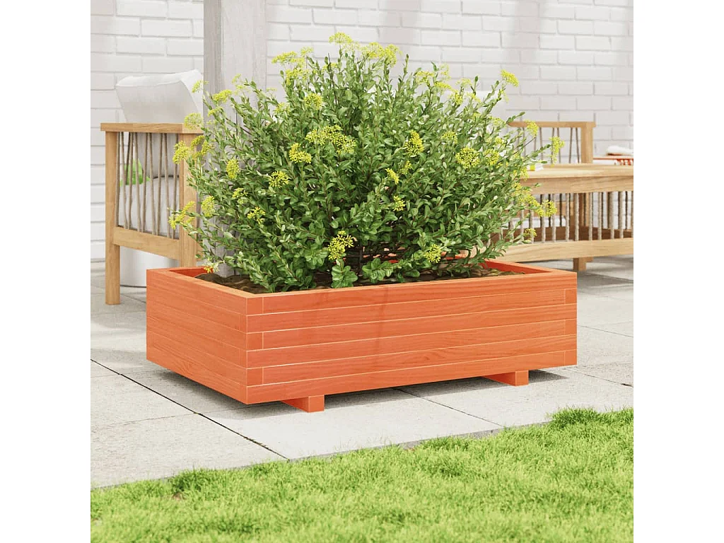 Jardinière cire marron 90x60x26,5 cm bois de pin massif FR52016