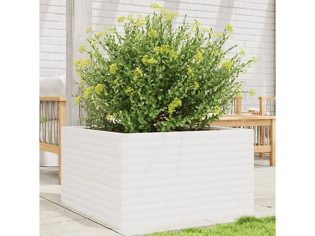 Vaso/floreira de jardim 80x80x45,5 cm pinho maciço branco PT629524