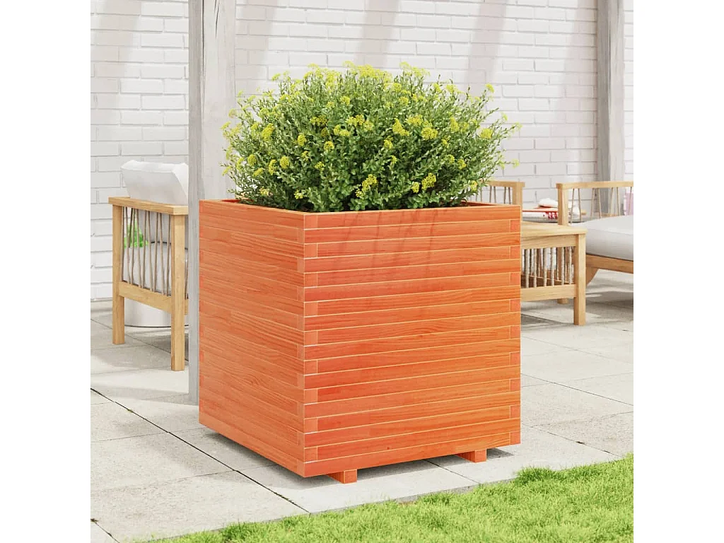 Plantenbak 70x70x72,5 cm massief grenenhout wasbruin BE690885