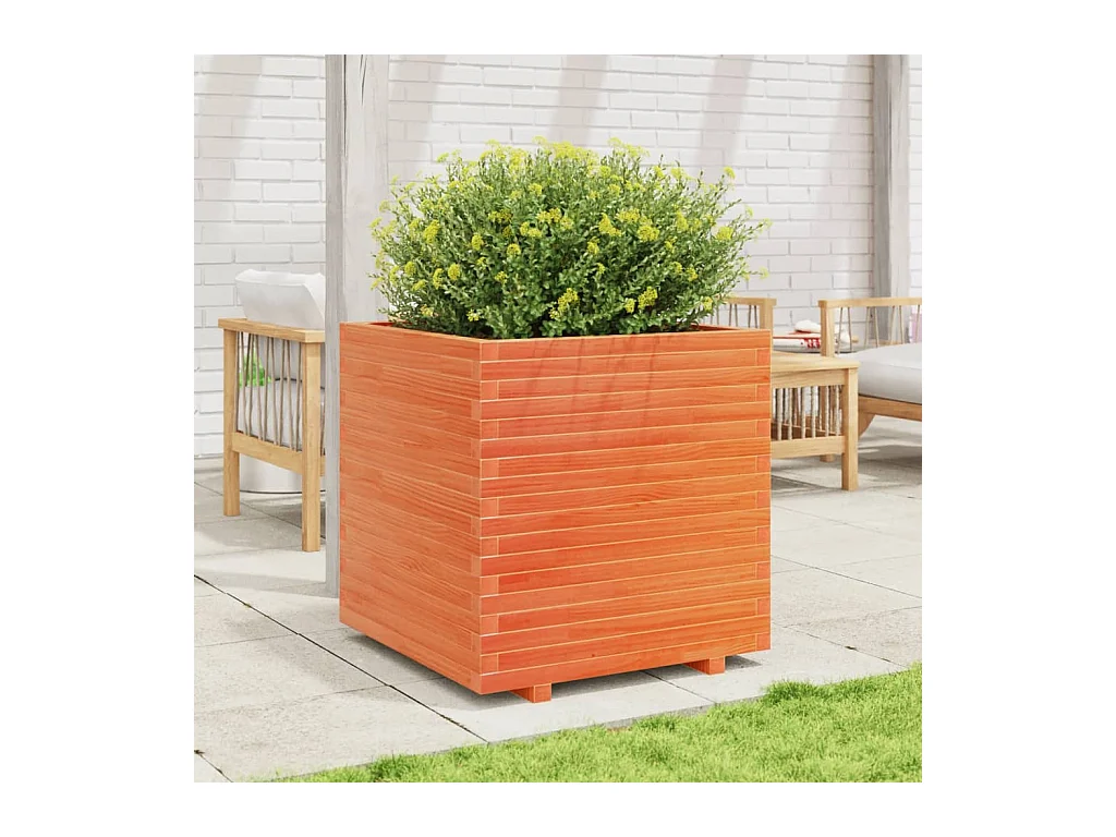 Jardinière cire marron 70x70x72,5 cm bois de pin massif FR45923
