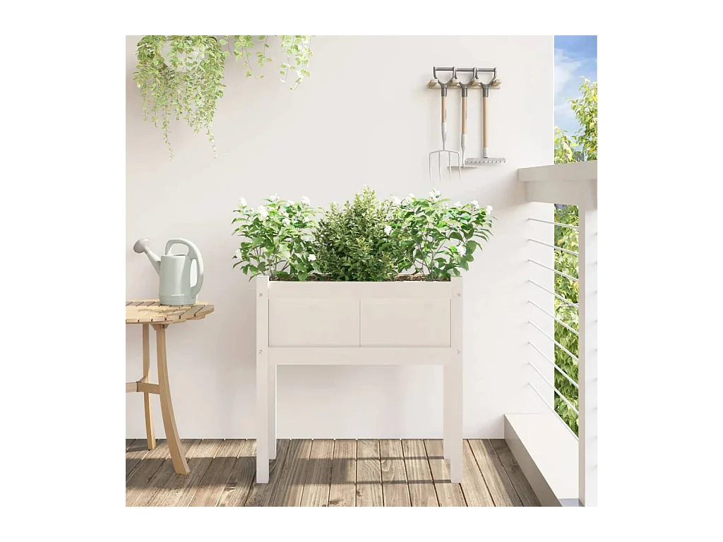 Jardinières avec pieds blanc 70x31x70 cm bois de pin massif FR53876