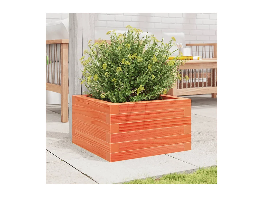 Jardinière cire marron 40x40x23 cm bois de pin massif FR55653