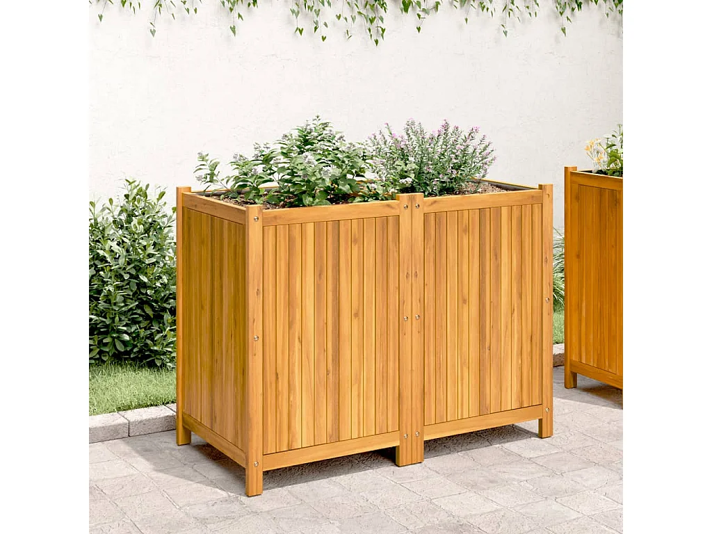 Jardinera con forro madera maciza de acacia 100x50x75 cm ES428339