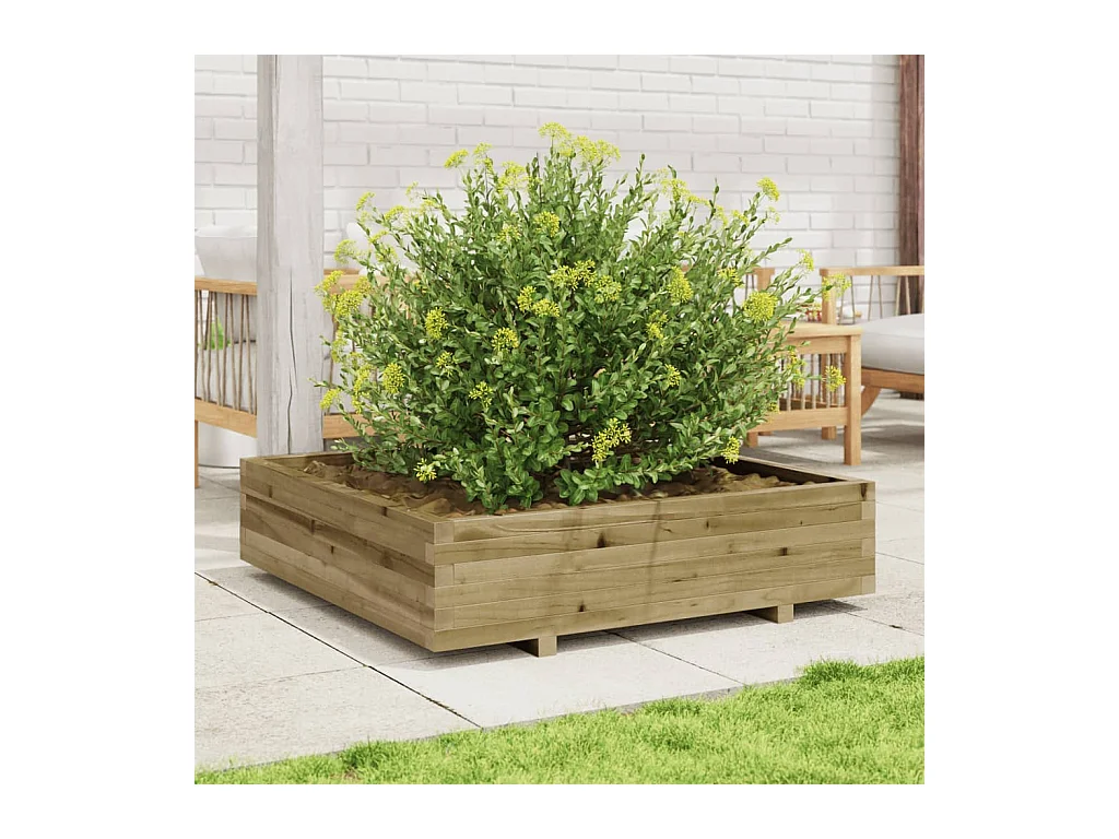 Jardinière 100x100x26,5 cm bois de pin imprégné FR83554
