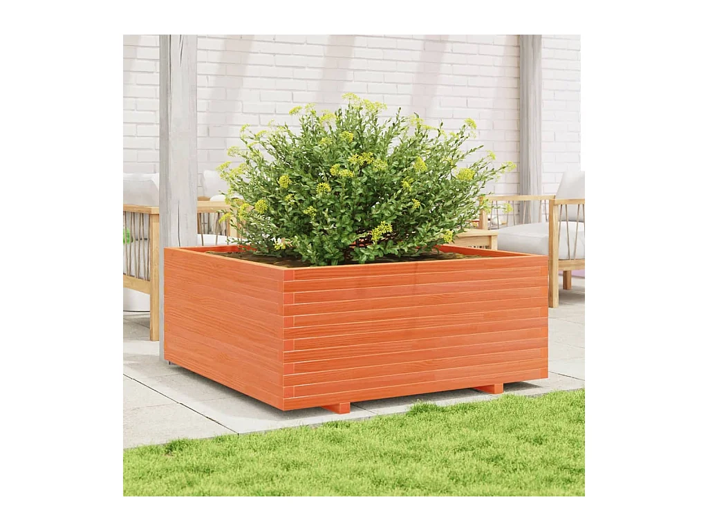 Jardinière cire marron 110x110x49,5 cm bois de pin massif FR67219