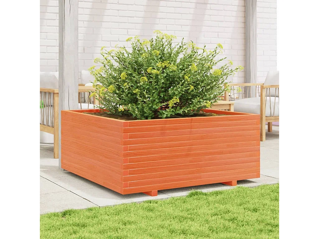 Jardinière cire marron 110x110x49,5 cm bois de pin massif FR67219