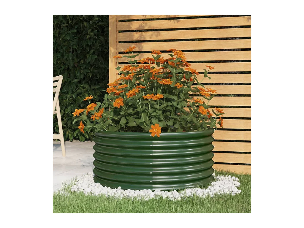 Jardinière de jardin Acier enduit de poudre 80x80x36 cm Vert FR39542