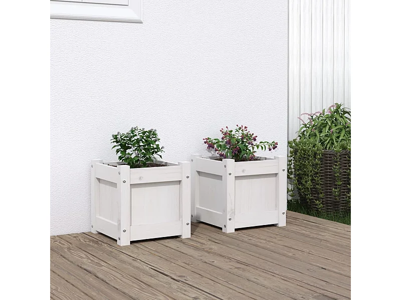 Vasos/floreiras de jardim 2 pcs madeira de pinho maciça branco PT110308