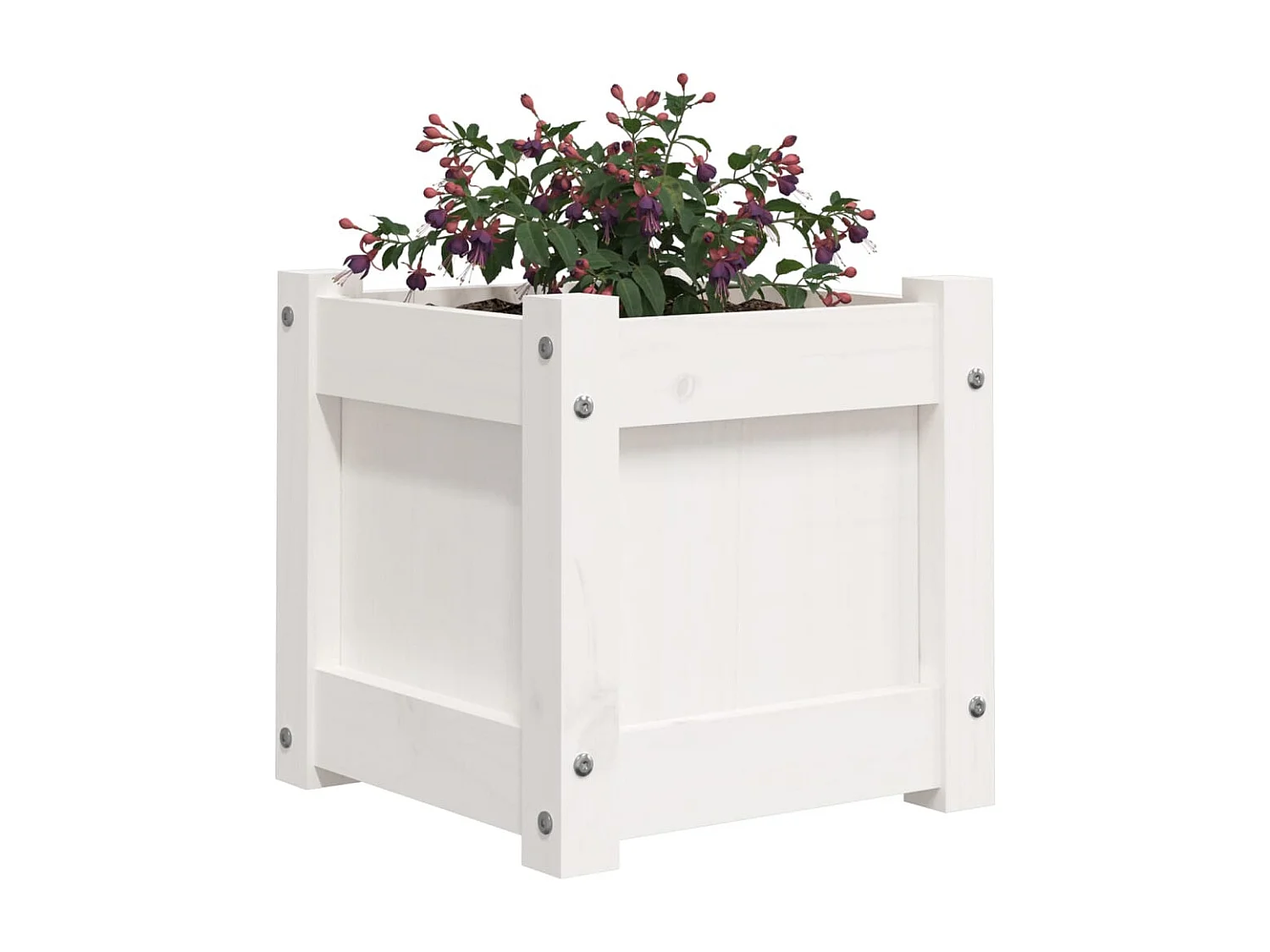 Plantenbakken 2 st cm massief grenenhout wit BE296694