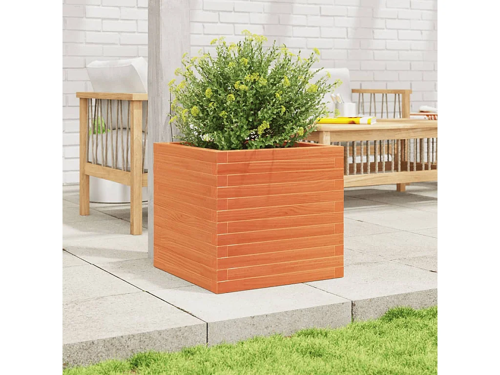 Jardinière cire marron 50x50x46 cm bois de pin massif FR82309