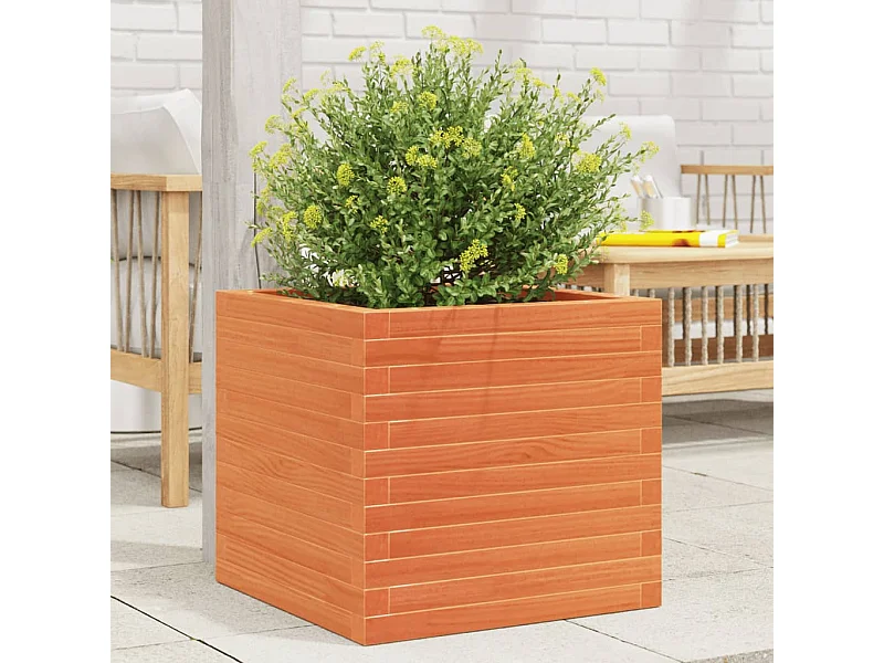 Vaso/floreira de jardim 50x50x46 cm pinho maciço castanho-mel PT652127