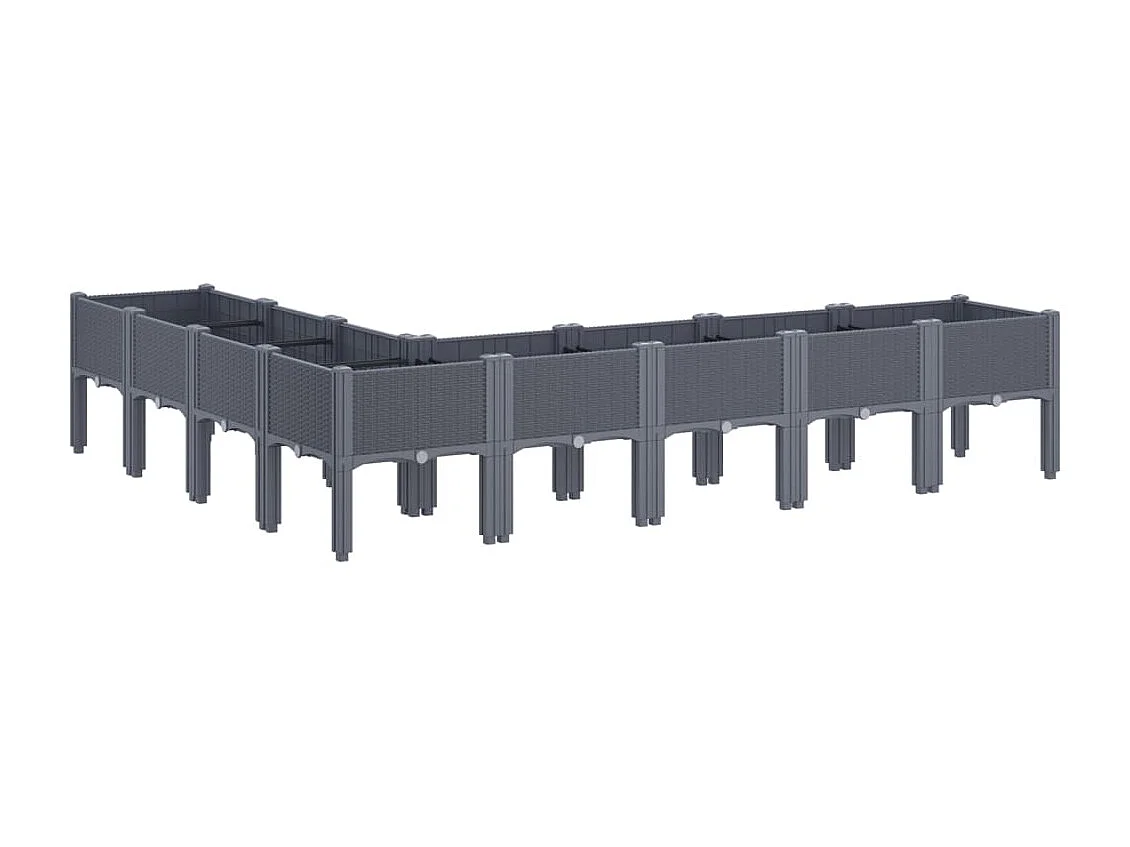 Plantenbak met poten 200x160x42 cm polypropeen grijs BE269411