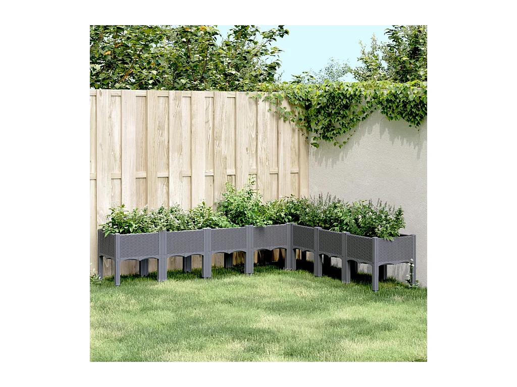 Jardinière avec pieds gris 200x160x42 cm PP FR90984