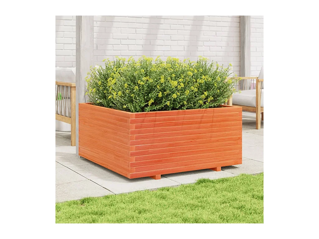 Jardinière cire marron 100x100x49,5 cm bois de pin massif FR26971