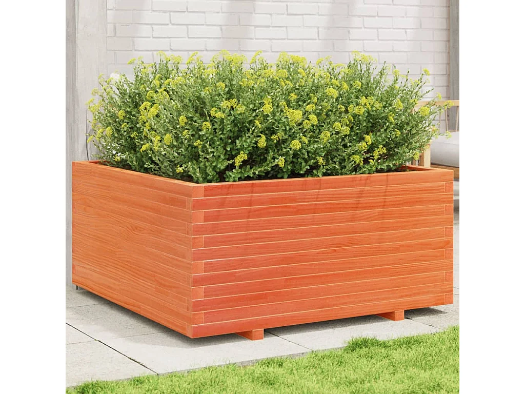 Jardinière cire marron 100x100x49,5 cm bois de pin massif FR26971