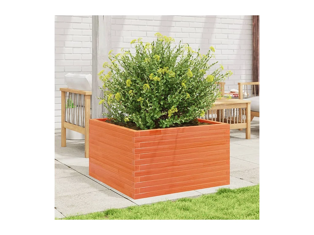 Jardinière cire marron 80x80x45,5 cm bois de pin massif FR19346