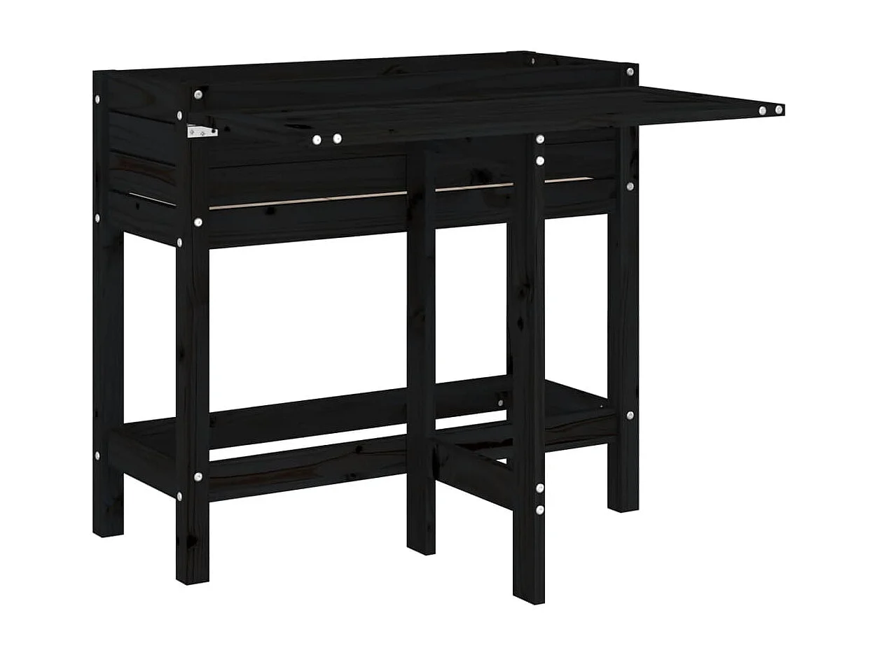 Jardinière de jardin avec dessus pliable noir bois pin massif FR64269