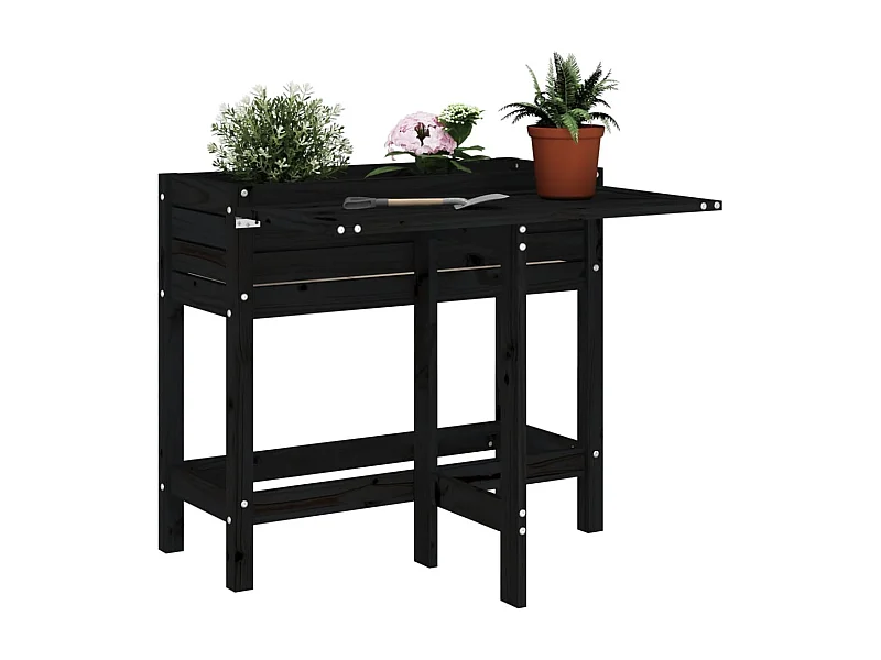 Jardinière de jardin avec dessus pliable noir bois pin massif FR64269