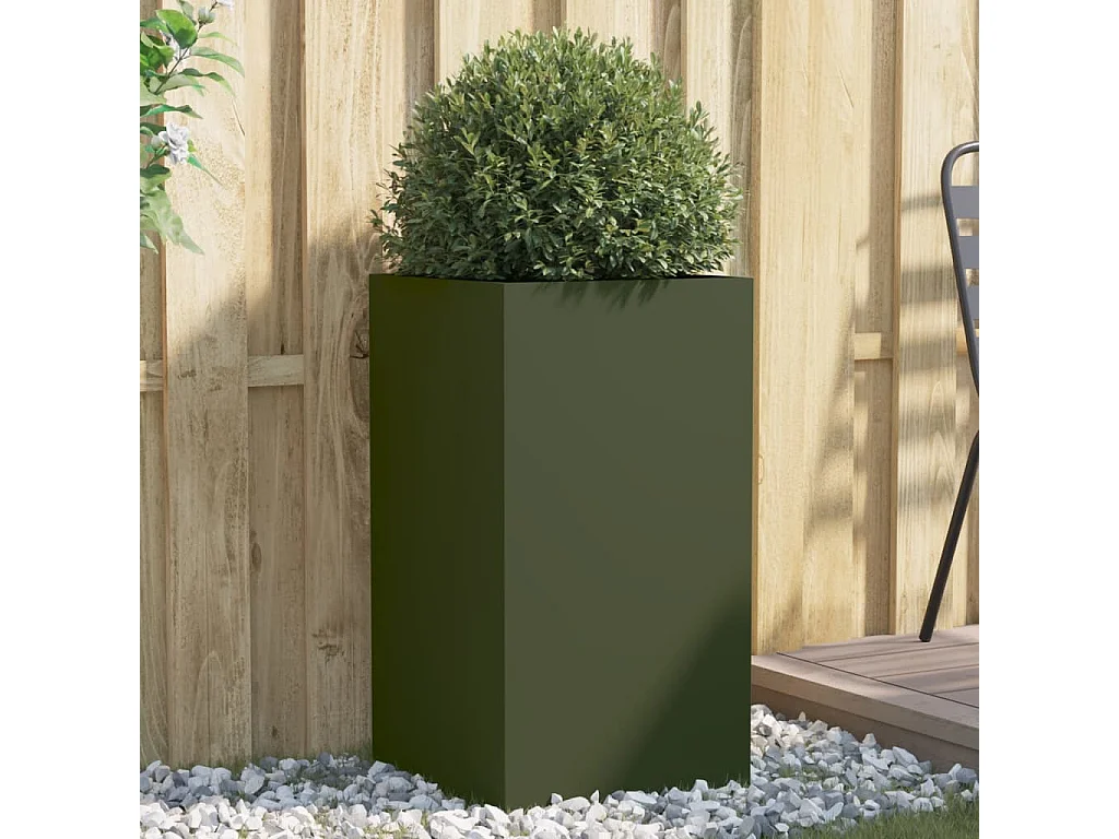 Jardinera de acero laminado en frío verde oliva 42x38x75 cm ES537246