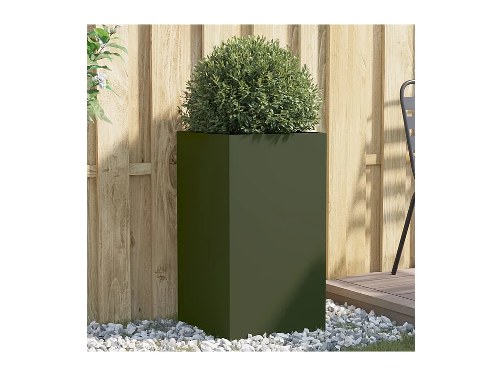 Jardinière vert olive 42x38x75 cm acier laminé à froid FR41458