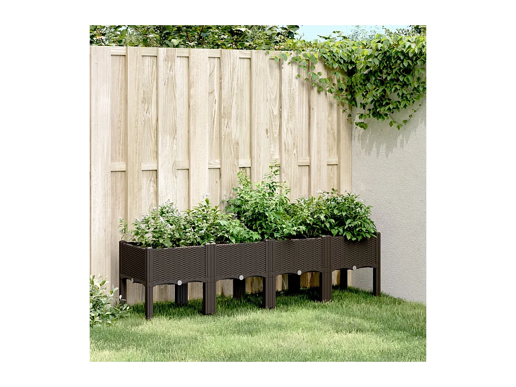 Jardinière avec pieds marron 160x40x42 cm PP FR65518