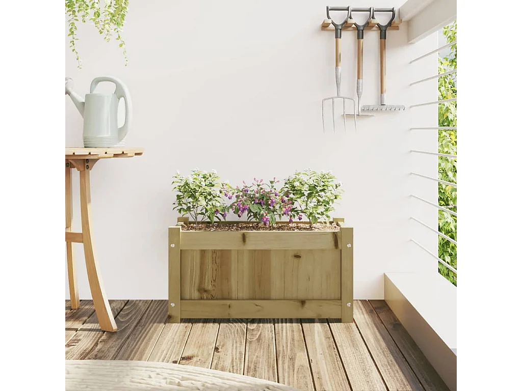 Vaso/floreira de jardim 60x31x31 cm madeira de pinho impregnada PT566556