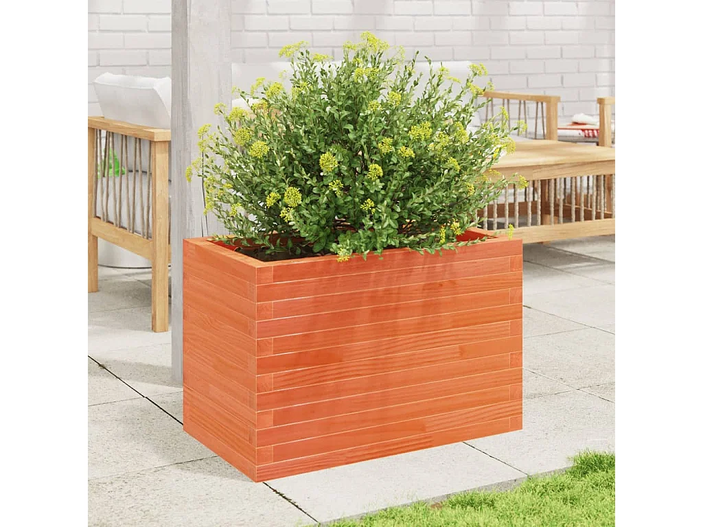 Jardinière cire marron 70x40x45,5 cm bois de pin massif FR51879