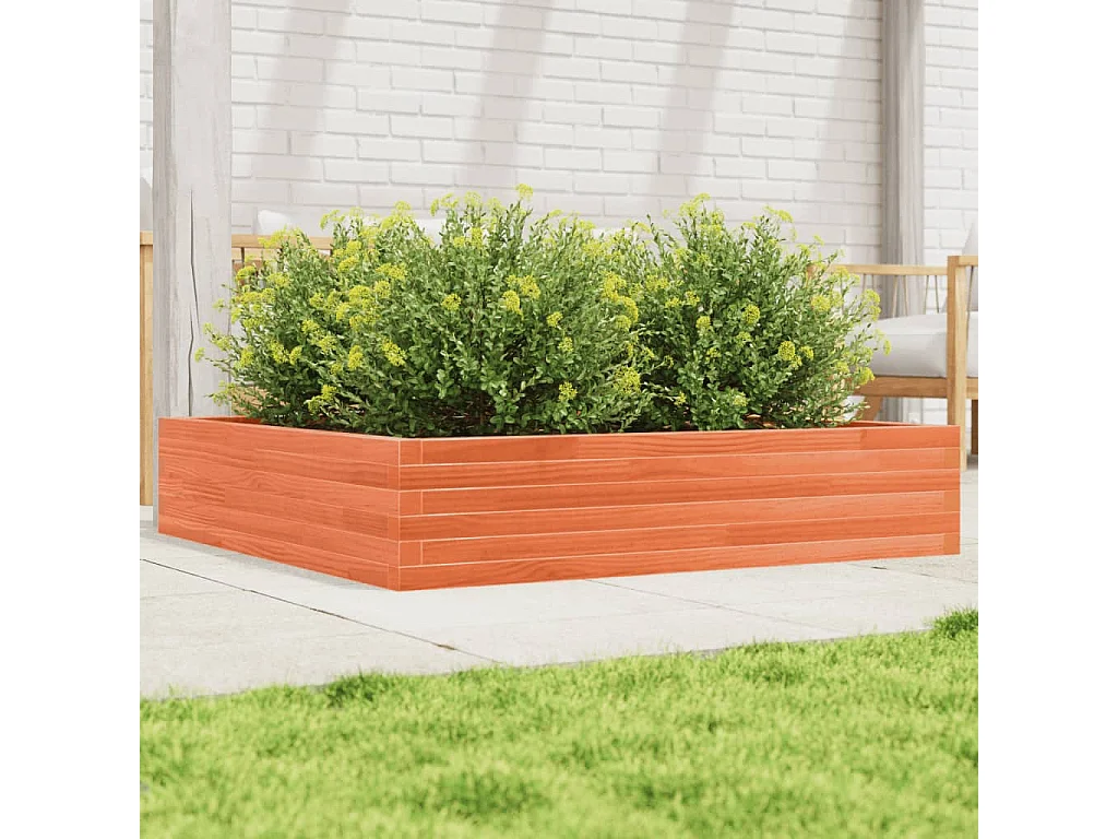 Plantenbak 110x110x23 cm massief grenenhout wasbruin BE668518