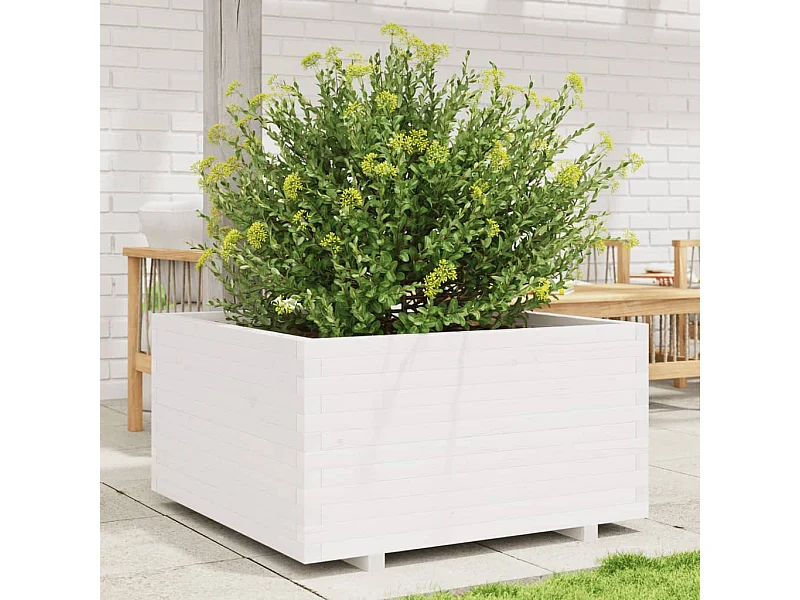 Jardinière blanc 90x90x49,5 cm bois de pin massif FR77221