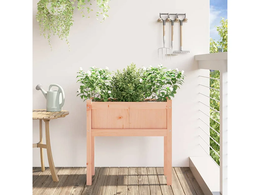 Jardinera con patas madera maciza de abeto Douglas 70x31x70 cm ES486988