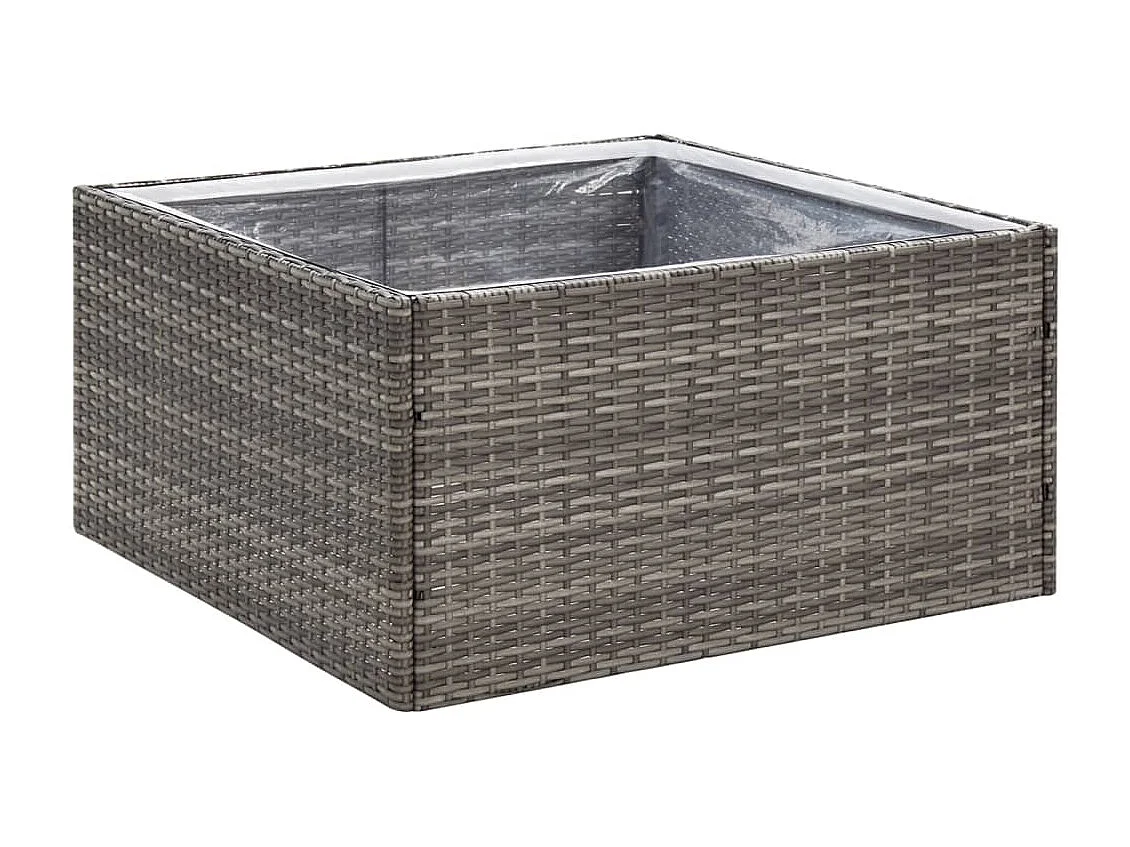 Jardinière Gris 80x80x40 cm Résine tressée FR87317