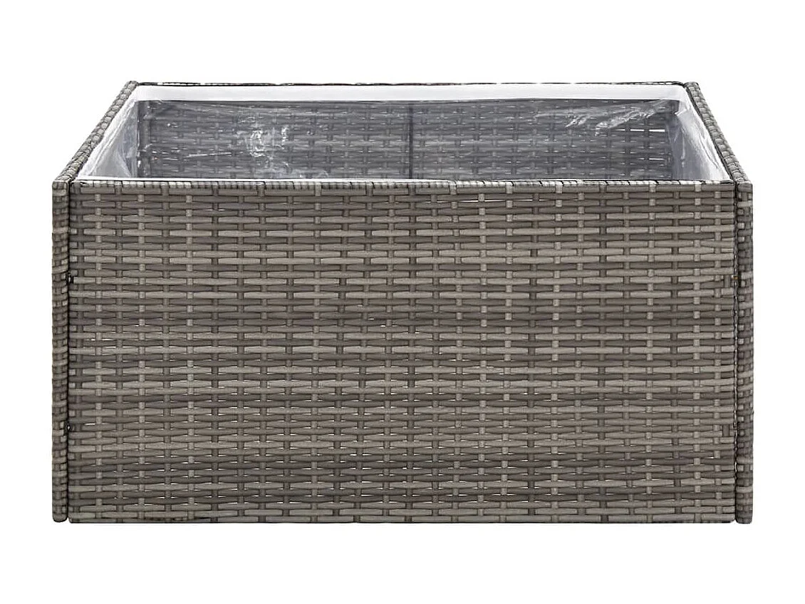 Jardinière Gris 80x80x40 cm Résine tressée FR87317