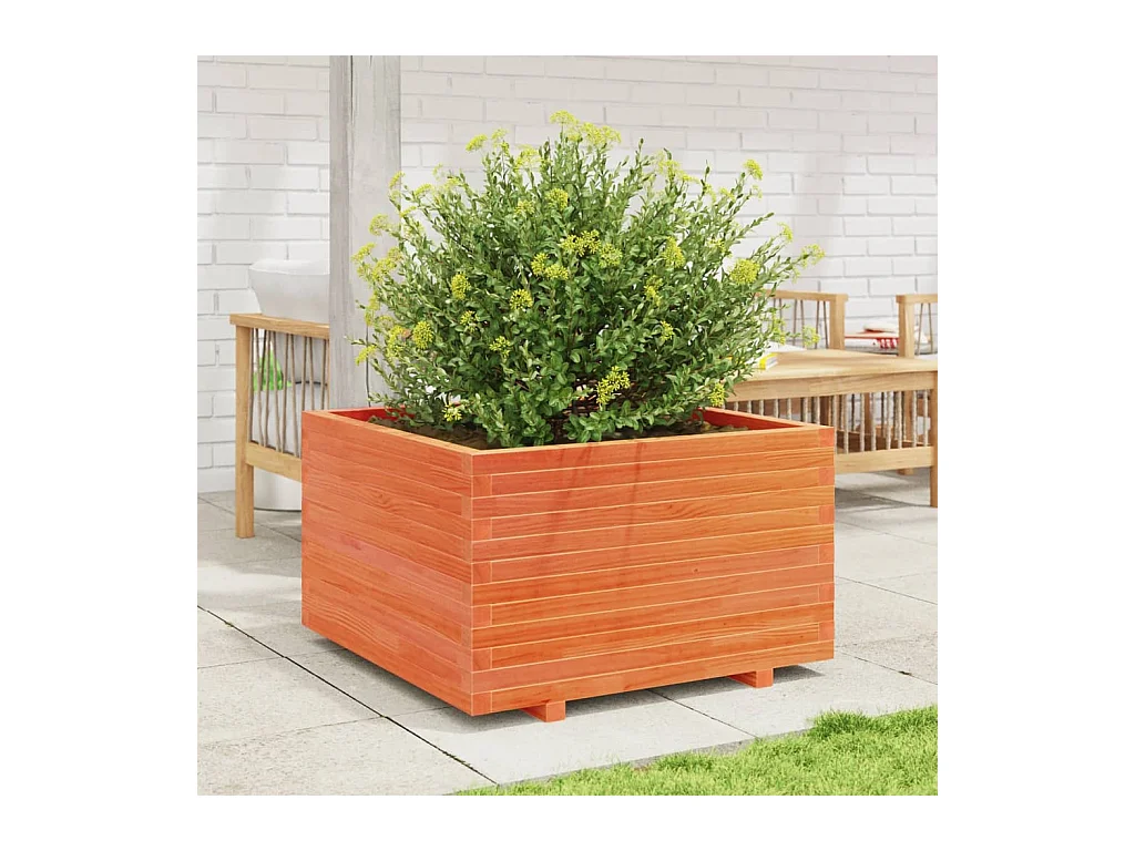 Jardinière cire marron 80x80x49,5 cm bois de pin massif FR32873