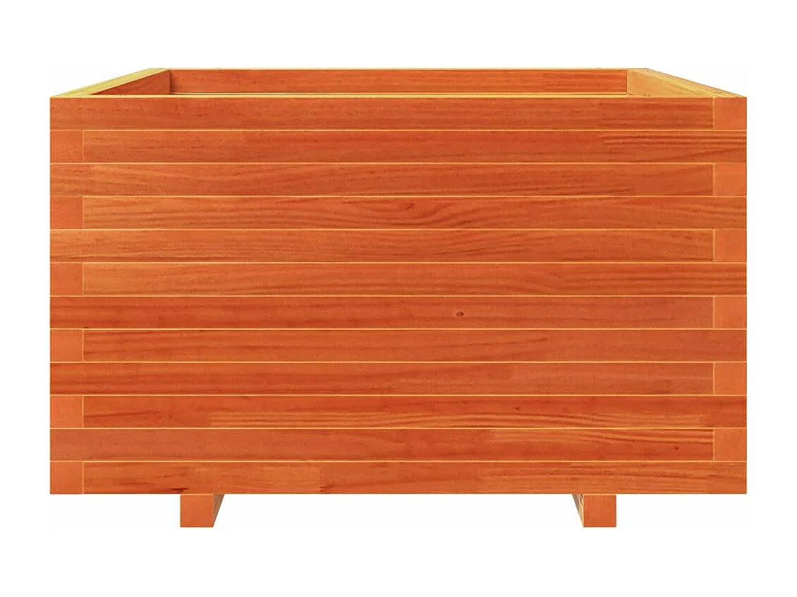 Jardinera madera maciza de pino marrón cera 80x80x49,5 cm ES240567