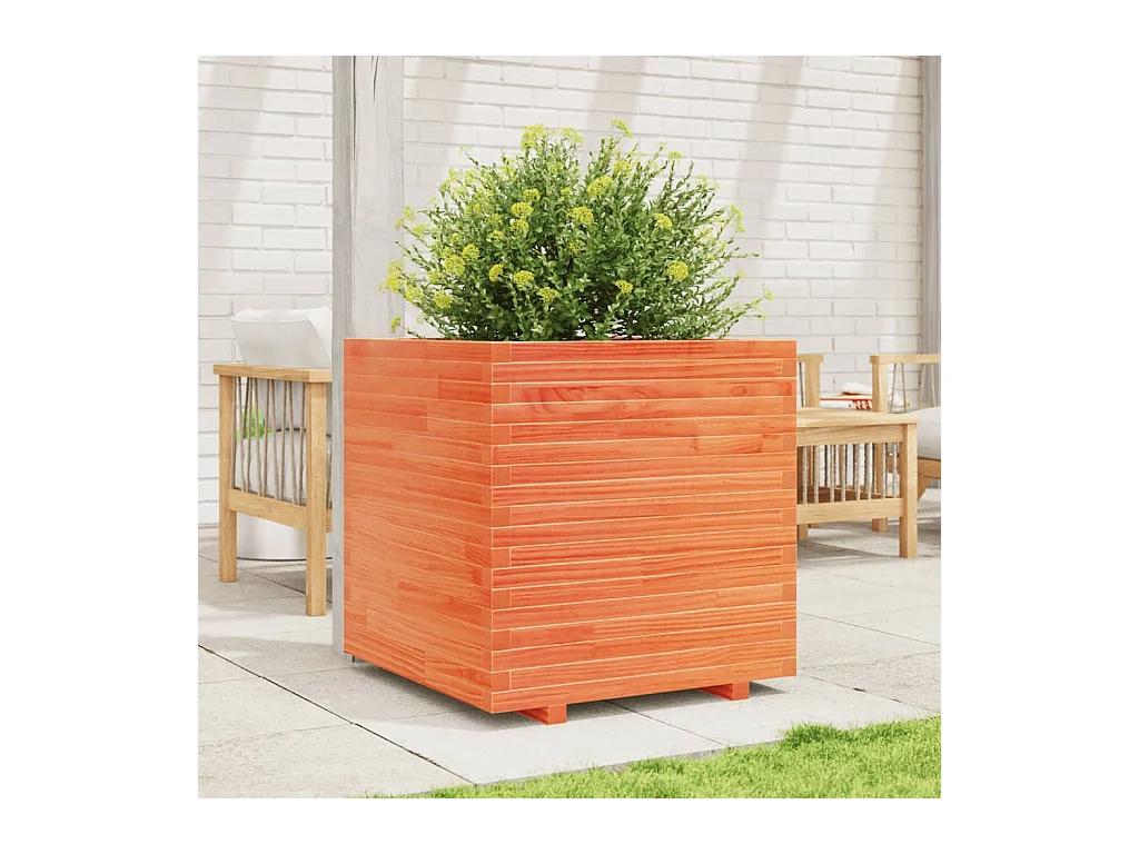 Jardinière cire marron 70x70x72 cm bois de pin massif FR77523
