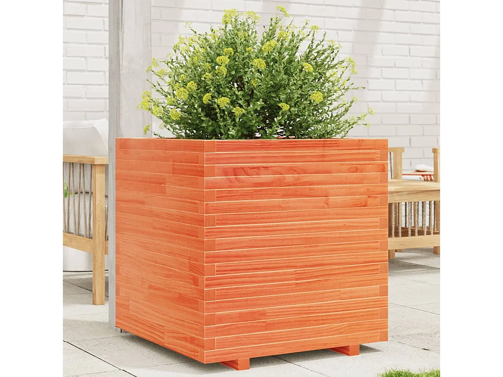 Jardinière cire marron 70x70x72 cm bois de pin massif FR77523