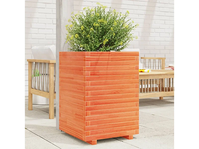 Jardinière cire marron 50x50x72 cm bois de pin massif FR97507