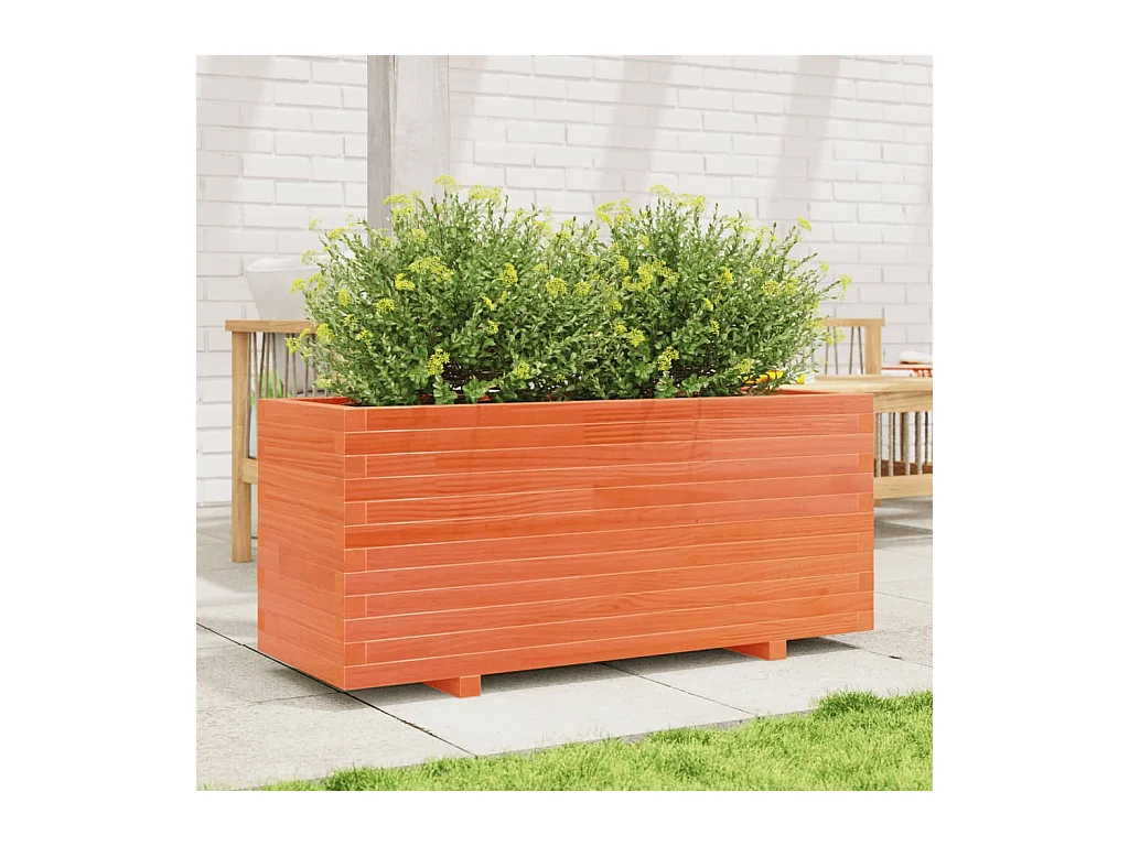 Jardinière cire marron 110x40x49,5 cm bois de pin massif FR81383