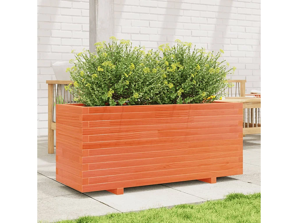 Jardinière cire marron 110x40x49,5 cm bois de pin massif FR81383