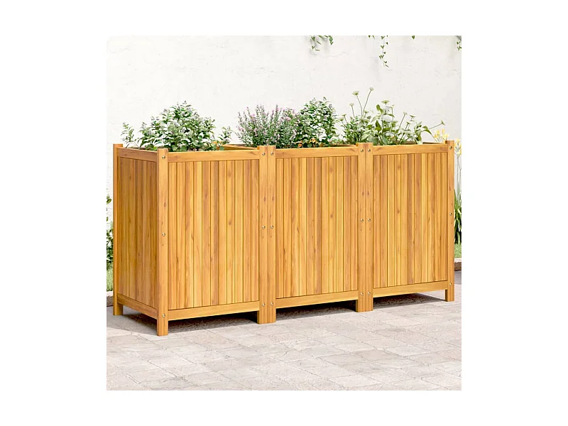 Plantenbak met voering 150x50x75 cm massief acaciahout BE711677