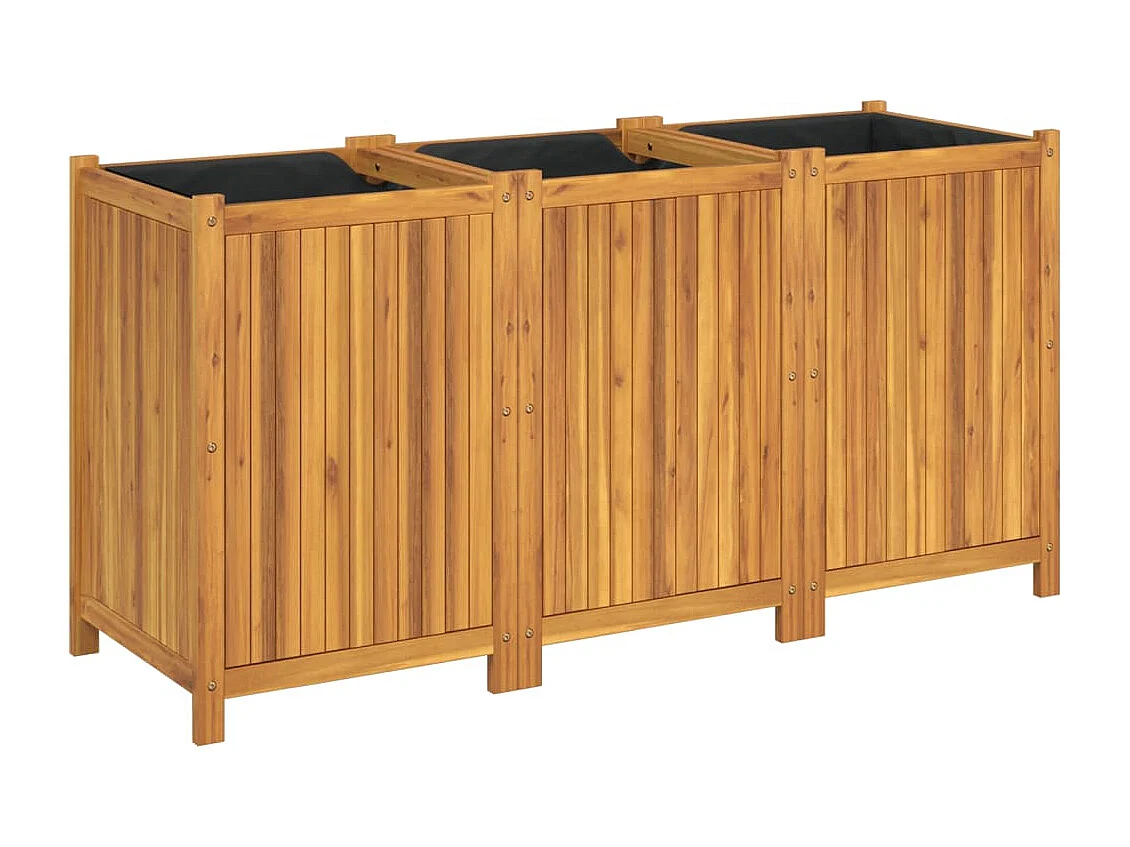 Plantenbak met voering 150x50x75 cm massief acaciahout BE711677