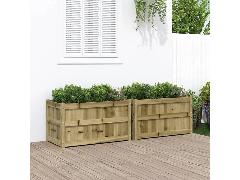 Vasos/floreiras de jardim 2 pcs madeira de pinho impregnada PT221552